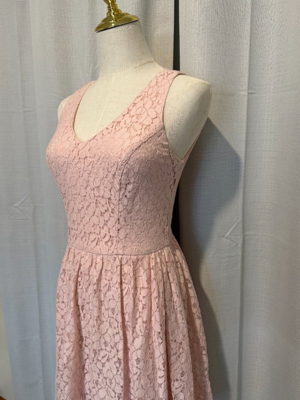 HeartSoul Pink Lace Overlay Mini Dress Cottagecore Spring Small - Picture 4 of 10